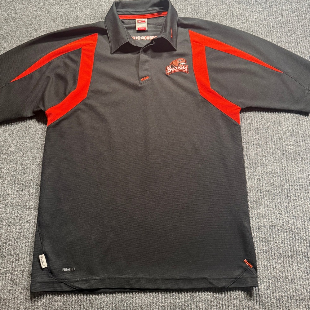 Nike Oregon State Beavers Polo Men M Black Orange Short Sleeve Nike Dry Fit